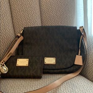 Brown Michael Kors crossbody with matching wallet